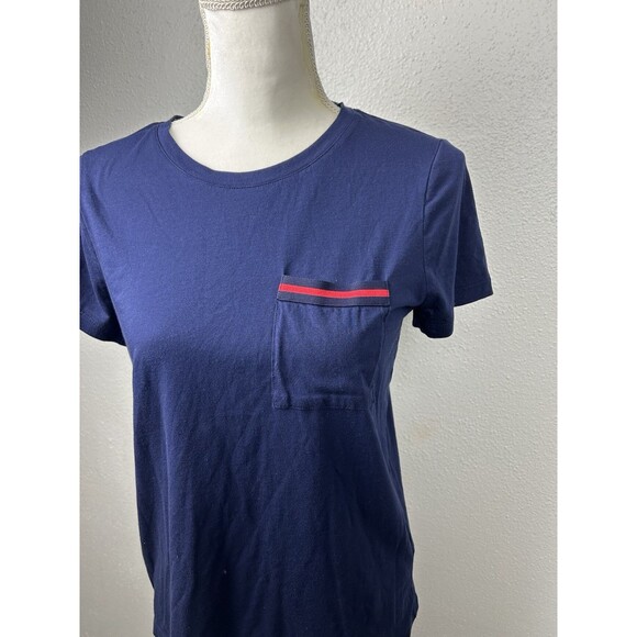 Lauren Ralph Lauren Cotton Blend Navy Blue Preppy Short Sleeve Crewneck Tee -Med - Picture 2 of 7